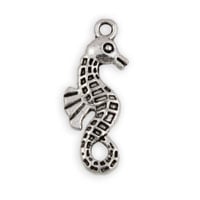 Seahorse Charm 26x10mm Pewter Antique Silver Plated (1-Pc) 