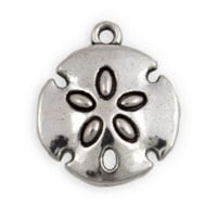 Sand Dollar Charm 20mm Pewter Antique Silver Plated (1-Pc) 