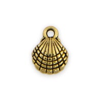 Scallop Shell Charm 10mm Pewter Antique Gold Plated (1-Pc)