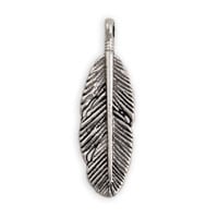 Feather Charm 31mm Pewter Antique Silver Plated (1-Pc)