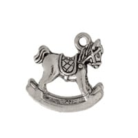 Rocking Horse Charm 15x16mm Pewter Antique Silver Plated (1-Pc)