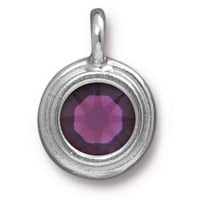 TierraCast Amethyst Stepped Charm 12x17mm Pewter Bright Rhodium Plated (1-Pc)