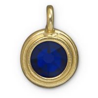 TierraCast Cobalt Stepped Charm 12x17mm Pewter Bright Gold Plated (1-Pc)