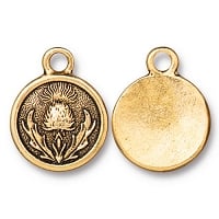 TierraCast Thistle Charm, Antiqued Gold Plate