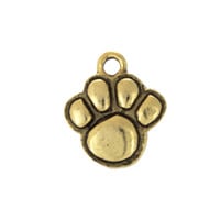 Paw Print Charm 12x13mm Pewter Antique Gold Plated (1-Pc)