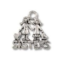 Sisters Charm 15x16mm Pewter Antique Silver Plated (1-Pc)