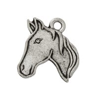 Horse Head Profile Charm 19x15mm Pewter Antique Silver Plated (1-Pc)