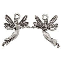 Fairy Charm 21x17mm Pewter Antique Silver Plated (1-Pc)