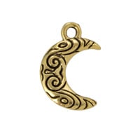 Crescent Moon Charm 15x12mm Pewter Antique Gold Plated (1-Pc)