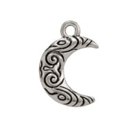 Crescent Moon Charm 15x12mm Pewter Antique Silver Plated (1-Pc)