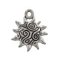 Sun with Swirls Charm 15x16mm Pewter Antique Silver Plated (1-Pc)
