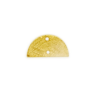 Etched 18x10mm 2-Hole Half Circle Connector Satin Gold