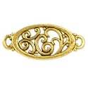 Oval Filigree Connector 21mm Pewter Antique Gold Plated (1-Pc)