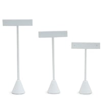 3-Piece White Leatherette Earring Stand Display Set
