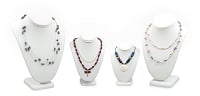 White Leatherette Necklace Display Bust Kit (4-Piece)