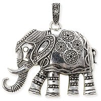 Elephant Pendant 48x57mm Pewter Antique Silver Plated (1-Pc)