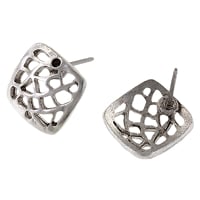 Filagree 12mm Square Post Earring Antique Silver (Pair)