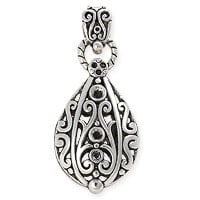 Teardrop Filigree Pendant 54x25mm Pewter Antique Silver Plated (1-Pc)