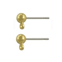 Ball Posts with Ring 14x6.5mm Gold Plated with Surgical Stainless Steel Post (2-Pcs)