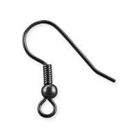 French Hook Ear Wire with Bead 19x18mm Gunmetal Plated (10-Pcs)