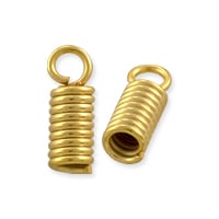 Spring Cord End Cap 10x4mm Matte Gold Plated (10-Pcs)