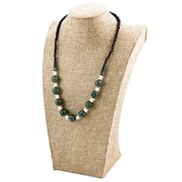 Terra Cotta Clay Bead Necklace Black/Green/White (1-Pc)