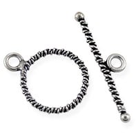Twisted Rope Toggle Clasp 14mm Sterling Silver (Set)