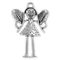 Fairy Pendant 36x24mm Pewter Antique Silver Plated (1-Pc)