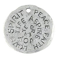 Message Disc Pendant 23mm Pewter Antique Silver Plated (1-Pc)