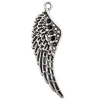 Wing Pendant 42x13mm Pewter Antique Silver Plated (1-Pc)