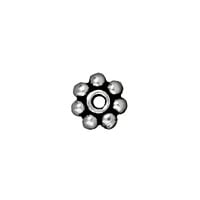 TierraCast Beaded Daisy Spacer Bead 4x1mm Pewter Antique Silver Plated (1-Pc)