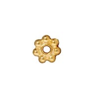 TierraCast Beaded Daisy Spacer Bead 4x1mm Pewter Bright Gold Plated (1-Pc)