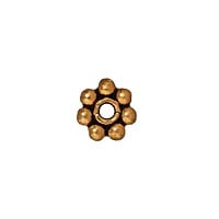 TierraCast Beaded Daisy Spacer Bead 4x1mm Pewter Antique Gold Plated (1-Pc)