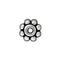 TierraCast Beaded Daisy Spacer Bead 6x2mm Pewter Antique Silver Plated (1-Pc)