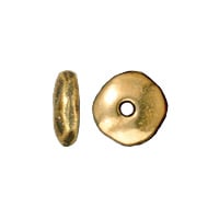 TierraCast Nugget Spacer Bead 7x2mm Pewter Bright Gold Plated (1-Pc)