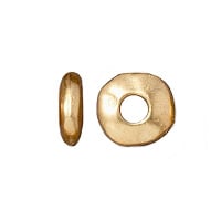 TierraCast Large Hole Nugget Spacer Bead 6x2mm Pewter Bright Gold Plated (1-Pc)