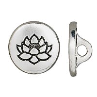 TierraCast Lotus Button 12mm Pewter Antique Silver Plated (1-Pc)
