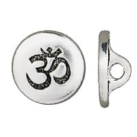 TierraCast Om Button 12mm Pewter Antique Silver Plated (1-Pc)