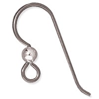 TierraCast Ear Wire with 3mm Sterling Silver Bead 23x8mm Niobium Grey Finish (1-Pc)