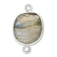 Free Form Faceted Labradorite Connector Sterling Silver 20mm (1-Pc)