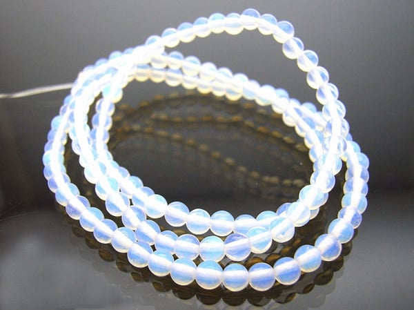 VALUED Synthetic Moonstone Opalite Round Beads 4mm (Strand)