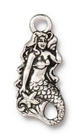 TierraCast Mermaid Charm Pewter Antique Silver Plated (1-Pc)