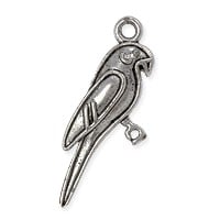 Parrot Charm 33x14mm Pewter Antique Silver Plated (1-Pc)