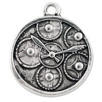 Watch Face with Gears Pendant 21x19mm Pewter Antique Silver Plated (1-Pc)