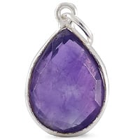 Faceted Amethyst Pendant 16x12mm Sterling Silver (1-Pc)
