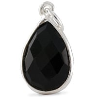 Faceted Black Onyx Pendant 16x12mm Sterling Silver (1-Pc)