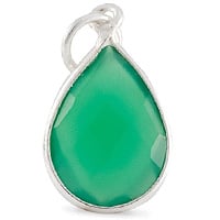 Faceted Green Onyx Pendant 16x12mm Sterling Silver (1-Pc)