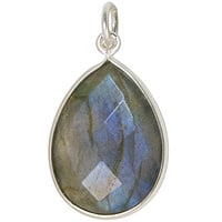 Faceted Labradorite Pendant 16x12mm Sterling Silver (1-Pc)