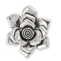 Rose Pendant 33mm Pewter Antique Silver Plated (1-Pc)
