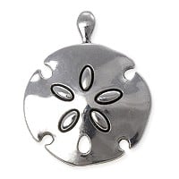 Sand Dollar Pendant 54x42mm Pewter Antique Silver Plated (1-Pc)